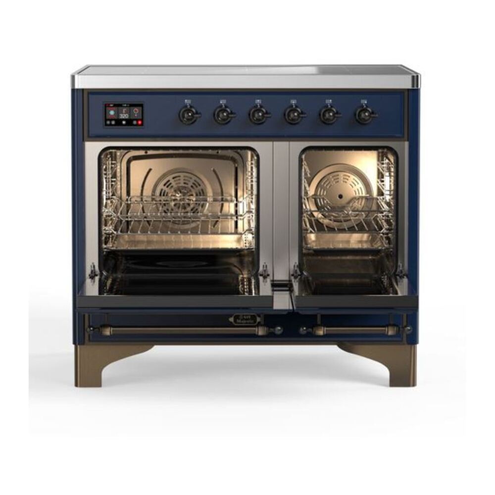ILVE UMDI10NS3MBB Majestic II 40 inch Induction Range with 6 Elements, Booster Function, Bridge Control, Residual Heat Indicator (Triple Glass Door, Midnight Blue, Burnished) 6 ILVE_UMDI10NS3MBB_Majestic_II_40_Induction_Range_Top_Angle