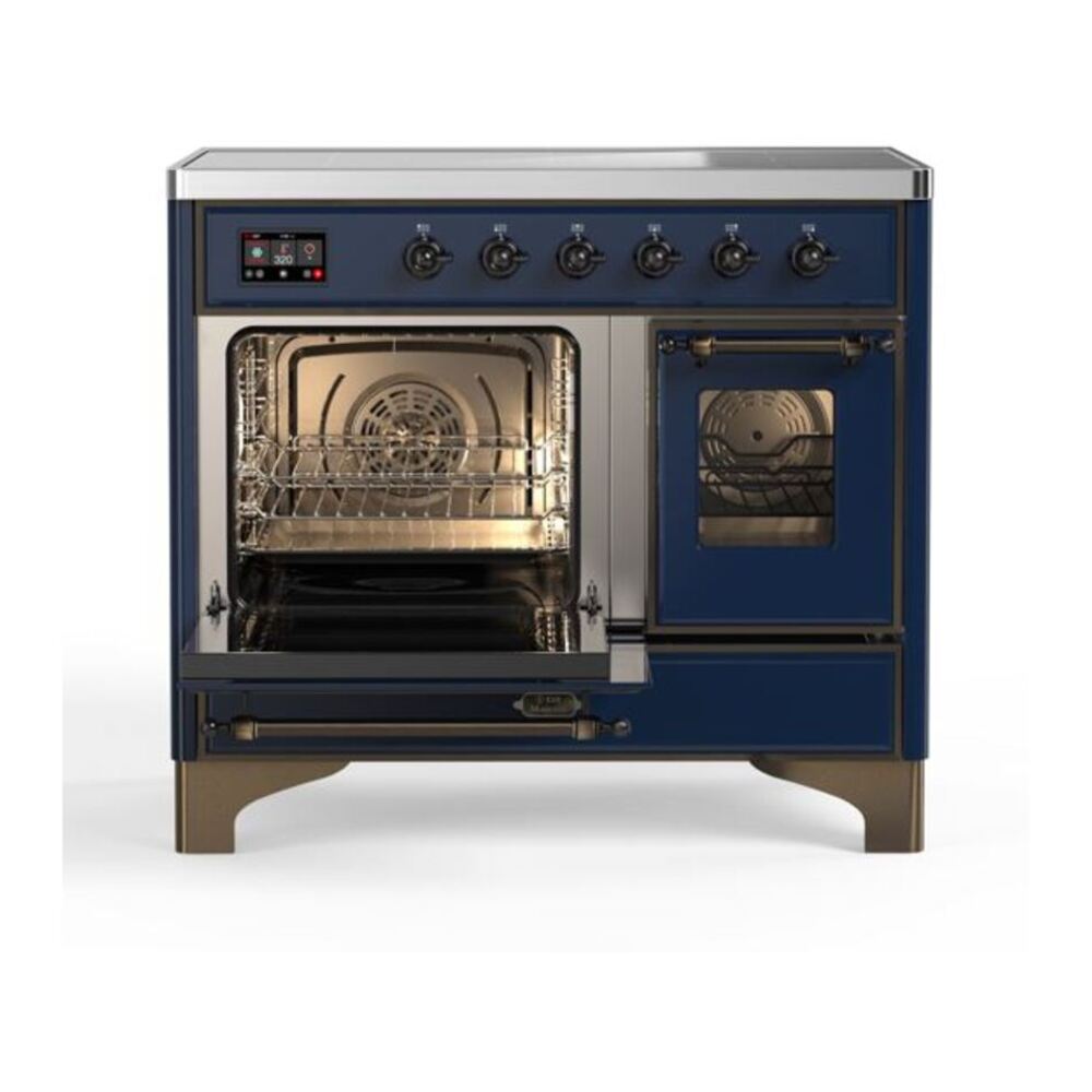 ILVE UMDI10NS3MBB Majestic II 40 inch Induction Range with 6 Elements, Booster Function, Bridge Control, Residual Heat Indicator (Triple Glass Door, Midnight Blue, Burnished) 7 ILVE_UMDI10NS3MBB_Majestic_II_40_Induction_Range_Left_Angle