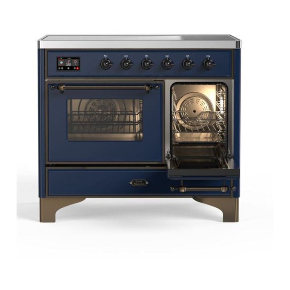 ILVE UMDI10NS3MBB Majestic II 40 inch Induction Range with 6 Elements, Booster Function, Bridge Control, Residual Heat Indicator (Triple Glass Door, Midnight Blue, Burnished) 8 ILVE_UMDI10NS3MBB_Majestic_II_40"_Induction_Range_Right_Angle