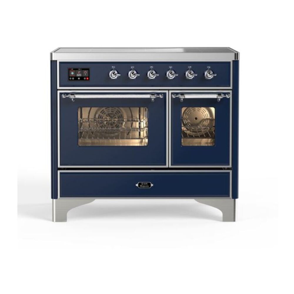 ILVE UMDI10NS3MBC Majestic II 40 inch Induction Range with 6 Elements, Booster Function, Bridge Control, Residual Heat Indicator (Triple Glass Door, Midnight Blue, Chrome) 1 UMDI10NS3MBC