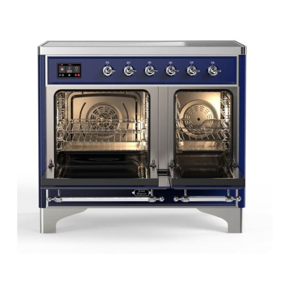 ILVE UMDI10NS3MBC Majestic II 40 inch Induction Range with 6 Elements, Booster Function, Bridge Control, Residual Heat Indicator (Triple Glass Door, Midnight Blue, Chrome) 6 ILVE_UMDI10NS3MBC_Majestic_II_40"_Induction_Range_oven_opened