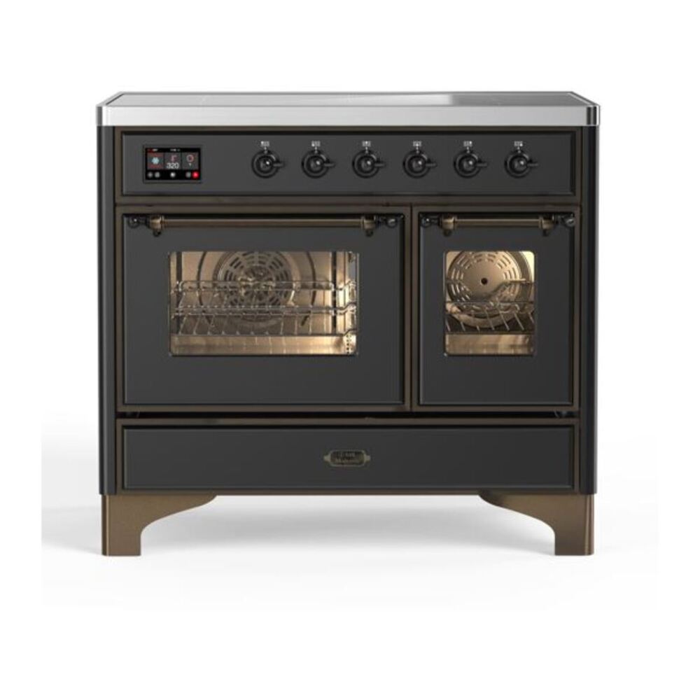 ILVE UMDI10NS3MGB Majestic II 40 inch Induction Range with 6 Elements, Booster Function, Bridge Control, Residual Heat Indicator (Triple Glass Door, Graphite Matte, Burnished) 1 UMDI10NS3MGB