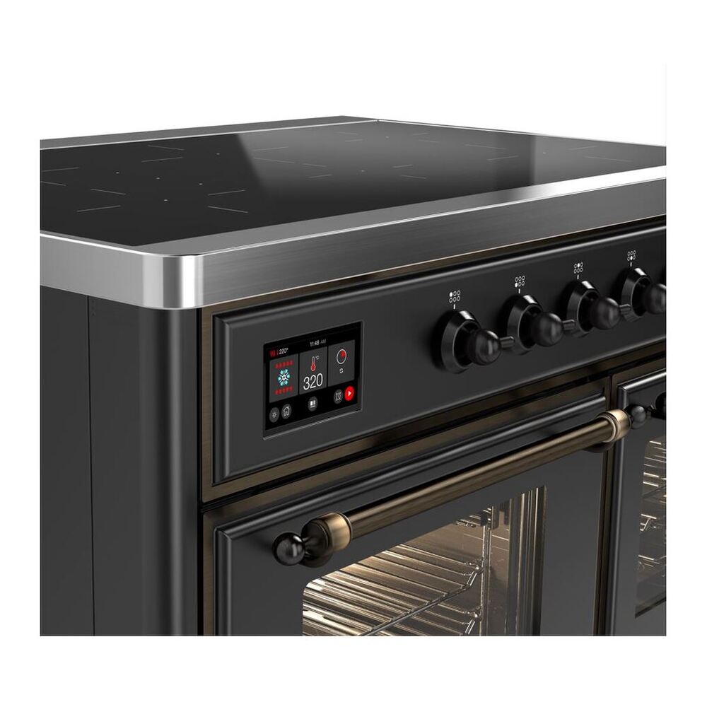 ILVE UMDI10NS3MGB Majestic II 40 inch Induction Range with 6 Elements, Booster Function, Bridge Control, Residual Heat Indicator (Triple Glass Door, Graphite Matte, Burnished) 5 ILVE_UMDI10NS3MGB_Majestic_II_40"_Induction_Range_Front_View