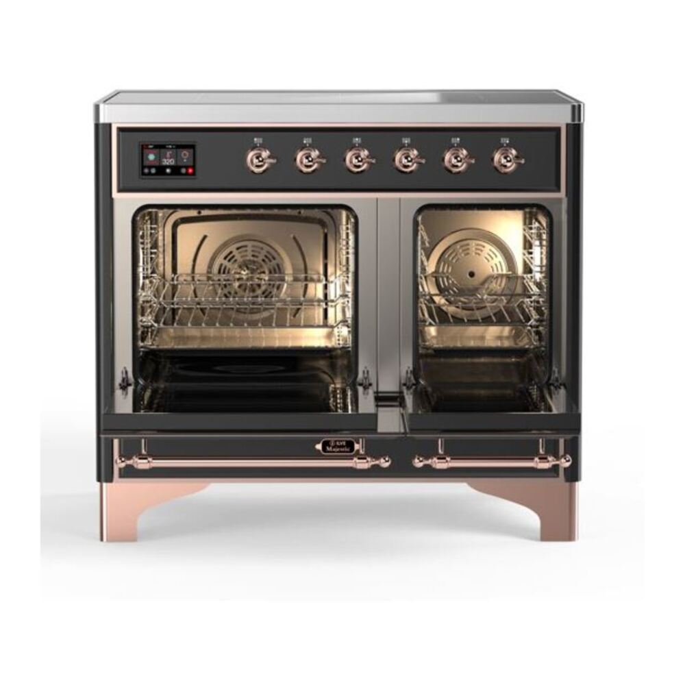 ILVE UMDI10NS3MGP Majestic II 40 inch Induction Range with 6 Elements, Booster Function, Bridge Control, Residual Heat Indicator (Triple Glass Door, Graphite Matte, Copper) 6 ILVE_UMDI10NS3MGP_Majestic_II_40_Induction_Range_Top_Angle
