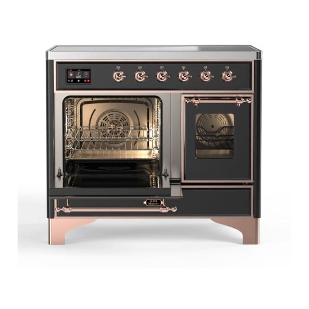 ILVE UMDI10NS3MGP Majestic II 40 inch Induction Range with 6 Elements, Booster Function, Bridge Control, Residual Heat Indicator (Triple Glass Door, Graphite Matte, Copper) 7 ILVE_UMDI10NS3MGP_Majestic_II_40"_Induction_Range_Left_Angle