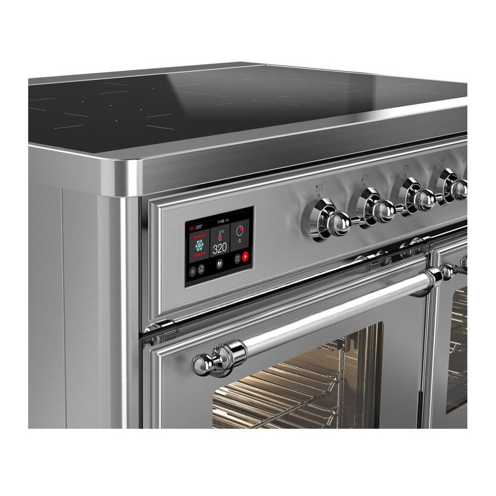 ILVE UMDI10NS3SSC Majestic II 40 inch Induction Range with 6 Elements, Booster Function, Bridge Control, Residual Heat Indicator (Triple Glass Door, Stainless Steel, Chrome) 5 ILVE_UMDI10NS3SSC_Majestic_II_40"_Induction_Range_front