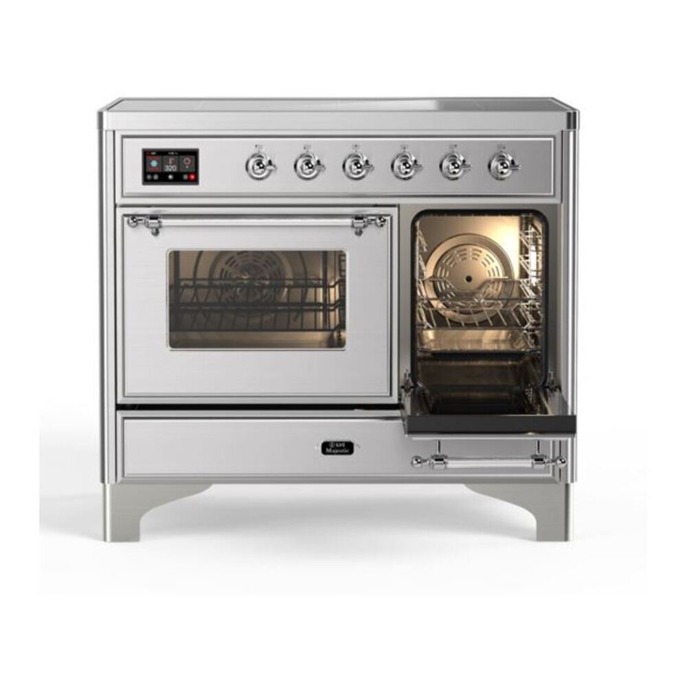ILVE UMDI10NS3SSC Majestic II 40 inch Induction Range with 6 Elements, Booster Function, Bridge Control, Residual Heat Indicator (Triple Glass Door, Stainless Steel, Chrome) 8 ILVE_UMDI10NS3SSC_Majestic_II_40"_Induction_Range_right_oven