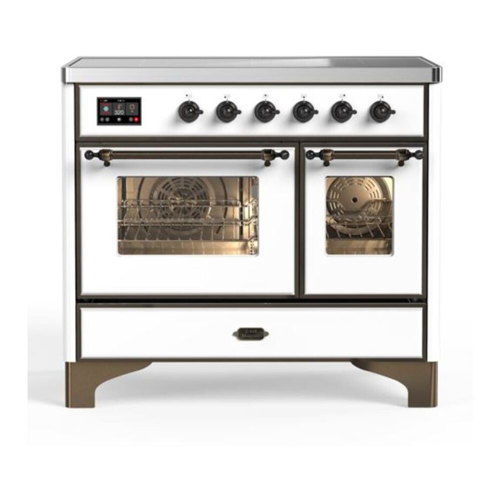 ILVE UMDI10NS3WHB Majestic II 40 inch Induction Range with 6 Elements, Booster Function, Bridge Control, Residual Heat Indicator (Triple Glass Door, White, Burnished) 1 UMDI10NS3WHB