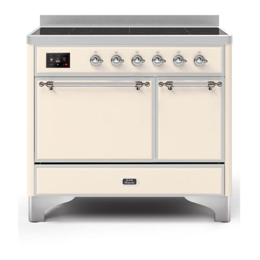 ILVE UMDI10QNS3AWC Majestic II 40 inch Induction Range with 6 Elements, Booster Function, Bridge Control, Residual Heat Indicator (Solid Door, Antique White, Chrome) 1 UMDI10QNS3AWC