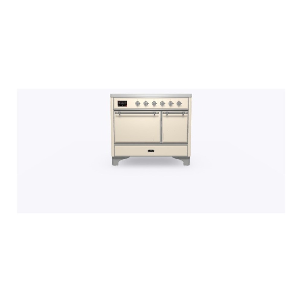 ILVE UMDI10QNS3AWC Majestic II 40 inch Induction Range with 6 Elements, Booster Function, Bridge Control, Residual Heat Indicator (Solid Door, Antique White, Chrome) 5 ILVE_UMDI10QNS3AWC_Majestic_II_40"_Induction_Range_Front_View
