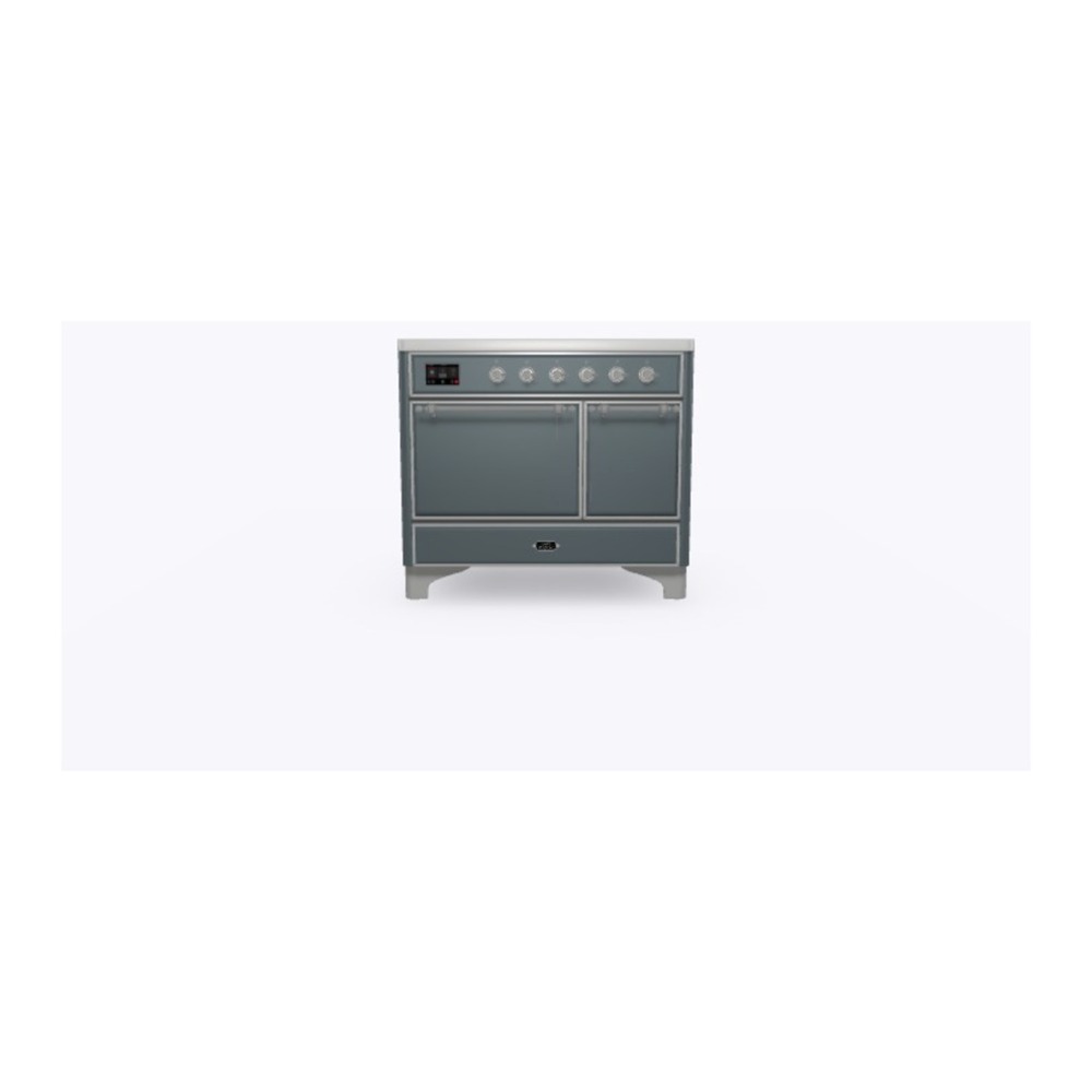 ILVE UMDI10QNS3BGC Majestic II 40 inch Induction Range with 6 Elements, Booster Function, Bridge Control, Residual Heat Indicator (Solid Door, Blue Grey, Chrome) 5 ILVE_UMDI10QNS3BGC_Majestic_II_40_Induction_Range_Front_View