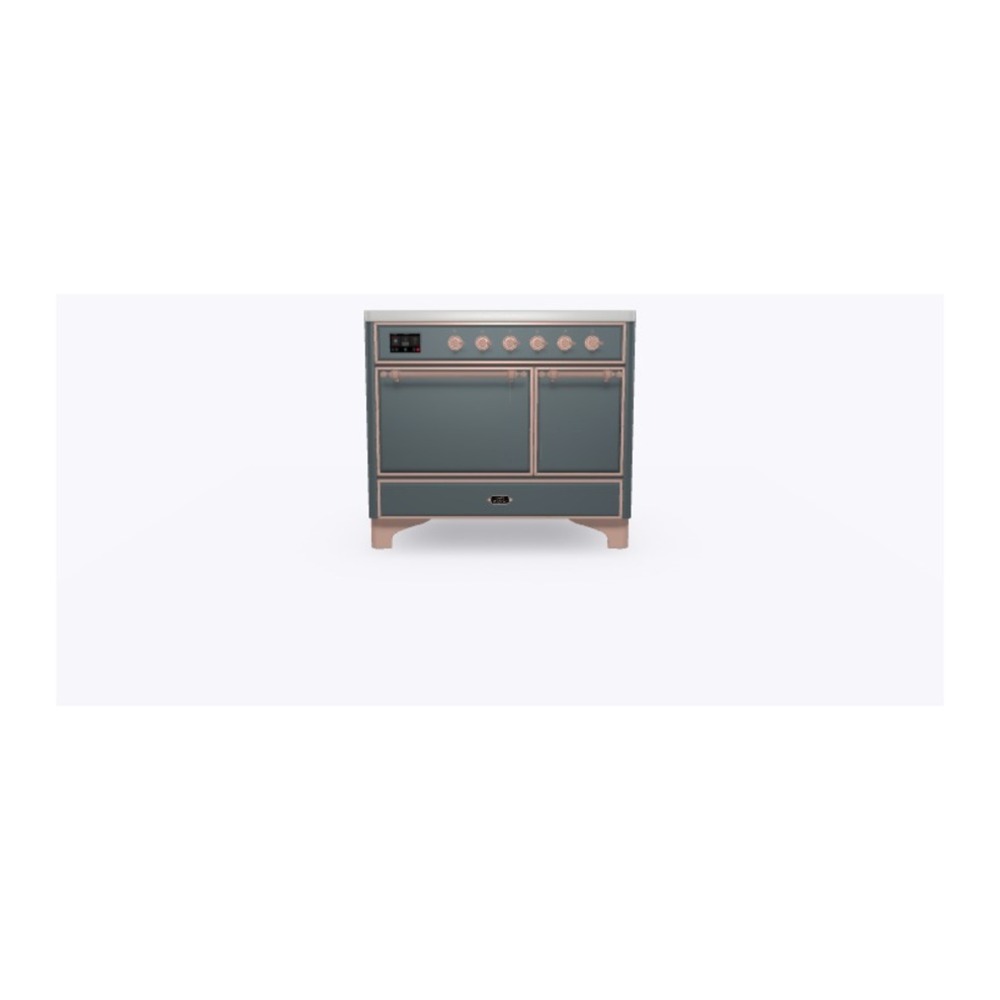 ILVE UMDI10QNS3BGP Majestic II 40 inch Induction Range with 6 Elements, Booster Function, Bridge Control, Residual Heat Indicator (Solid Door, Blue Grey, Copper) 5 ILVE_UMDI10QNS3BGP_Majestic_II_40"_Induction_Range_Front_View