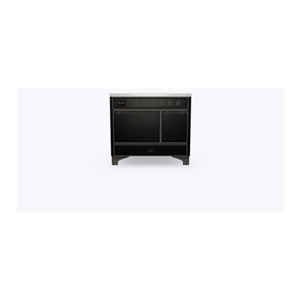 ILVE UMDI10QNS3BKB Majestic II 40 inch Induction Range with 6 Elements, Booster Function, Bridge Control, Residual Heat Indicator (Solid Door, Glossy Black, Burnished) 5 ILVE_UMDI10QNS3BKB_Majestic_II_40_Induction_Range_Front_View