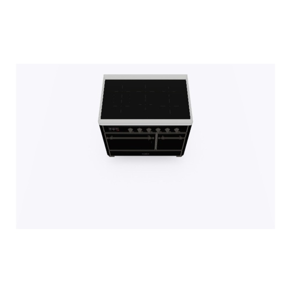 ILVE UMDI10QNS3BKB Majestic II 40 inch Induction Range with 6 Elements, Booster Function, Bridge Control, Residual Heat Indicator (Solid Door, Glossy Black, Burnished) 6 ILVE_UMDI10QNS3BKB_Majestic_II_40_Induction_Range_Top_Angle