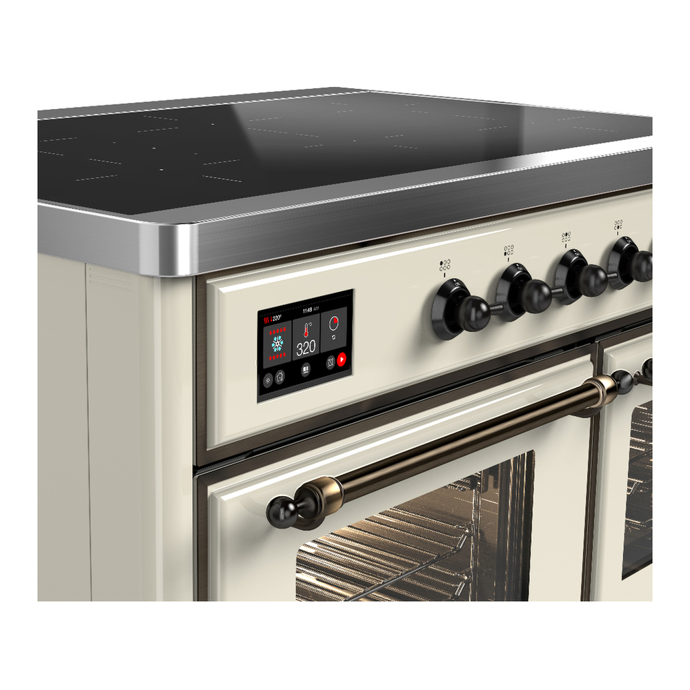 ILVE UMDIB40NR3AWB Majestic III 40 inch Induction Range with 6 Elements, 3.82 cu. ft. Total Oven Capacity (Triple Glass Door, Antique White, Burnished) 7 ILVE-UMDIB40NR3AWB-Control Knobs View