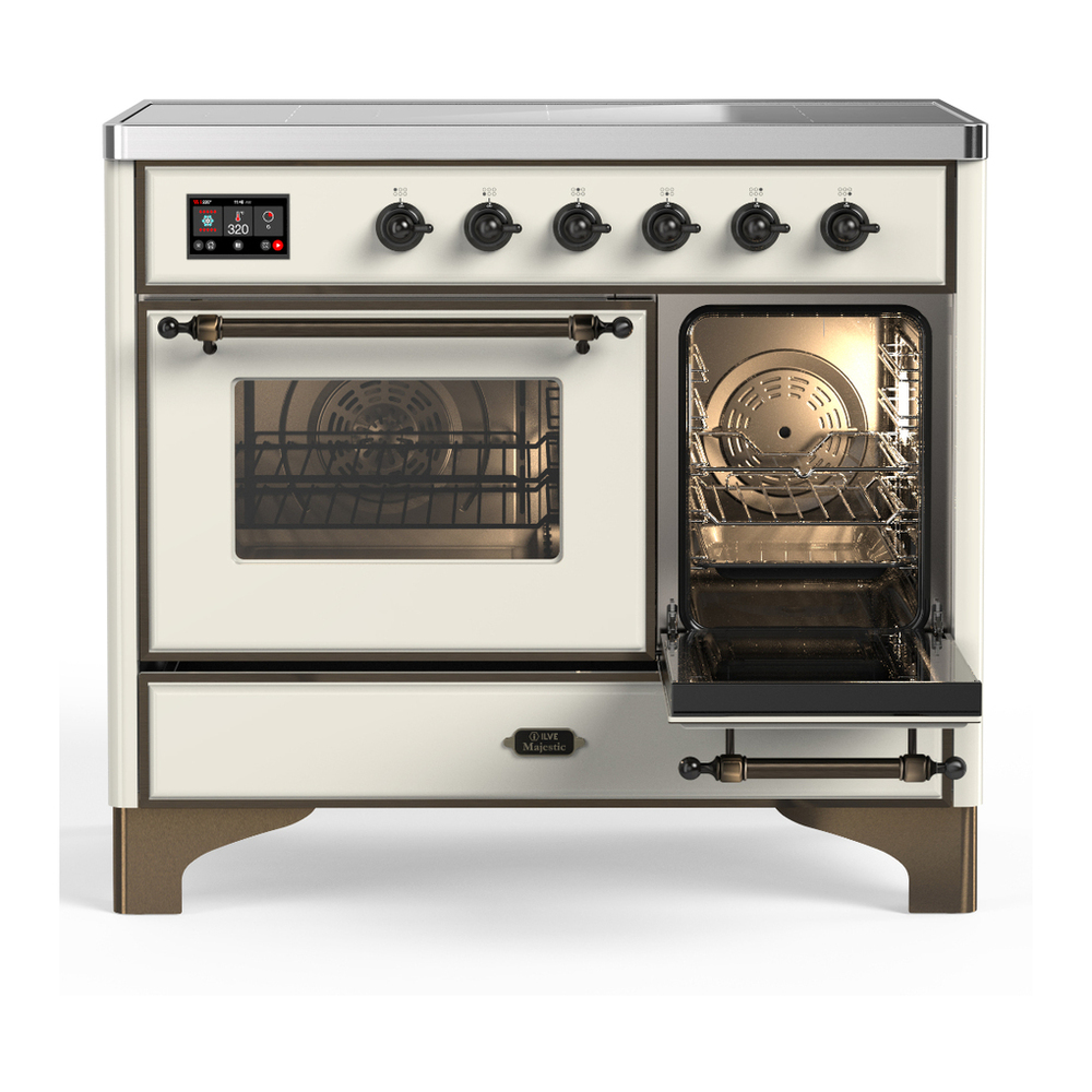 ILVE UMDIB40NR3AWB Majestic III 40 inch Induction Range with 6 Elements, 3.82 cu. ft. Total Oven Capacity (Triple Glass Door, Antique White, Burnished) 4 ILVE-UMDIB40NR3AWB-Secondary Oven Open View