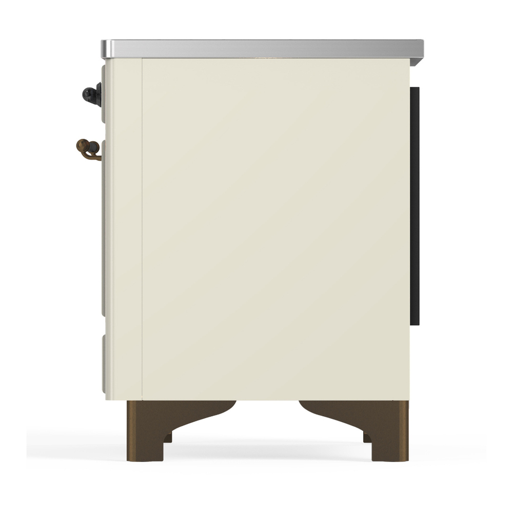 ILVE UMDIB40NR3AWB Majestic III 40 inch Induction Range with 6 Elements, 3.82 cu. ft. Total Oven Capacity (Triple Glass Door, Antique White, Burnished) 9 ILVE-UMDIB40NR3AWB-Left Side View