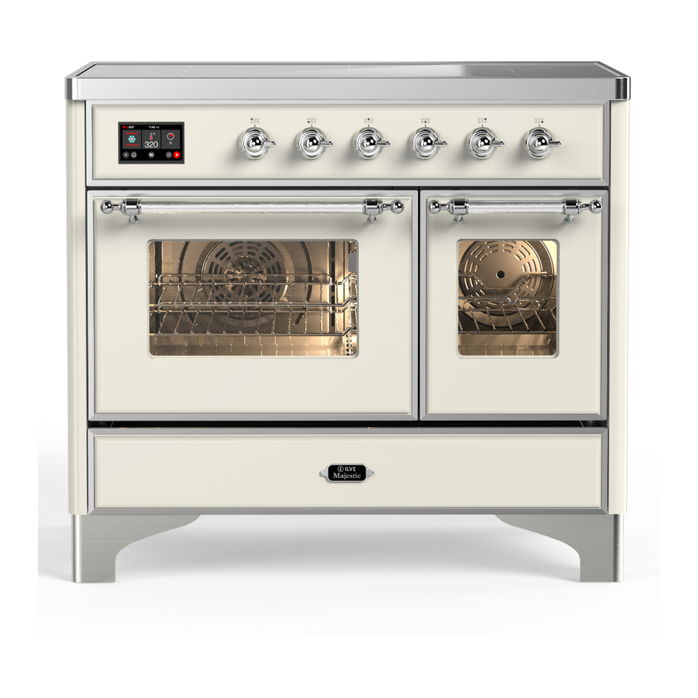 ILVE UMDIB40NR3AWC Majestic III 40 inch Induction Range with 6 Elements, 3.82 cu. ft. Total Oven Capacity (Triple Glass Door, Antique White, Chrome) 1 UMDIB40NR3AWC