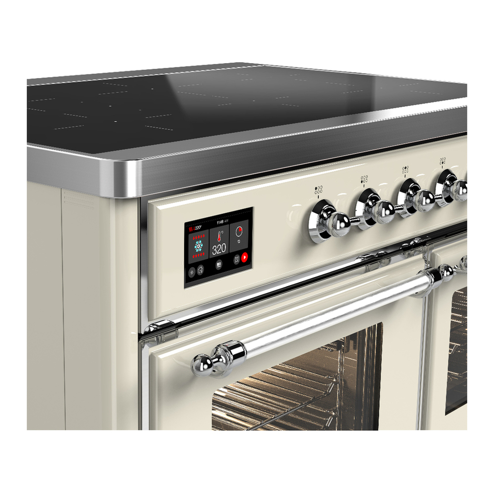 ILVE UMDIB40NR3AWC Majestic III 40 inch Induction Range with 6 Elements, 3.82 cu. ft. Total Oven Capacity (Triple Glass Door, Antique White, Chrome) 7 ILVE-UMDIB40NR3AWC-Control Knobs View