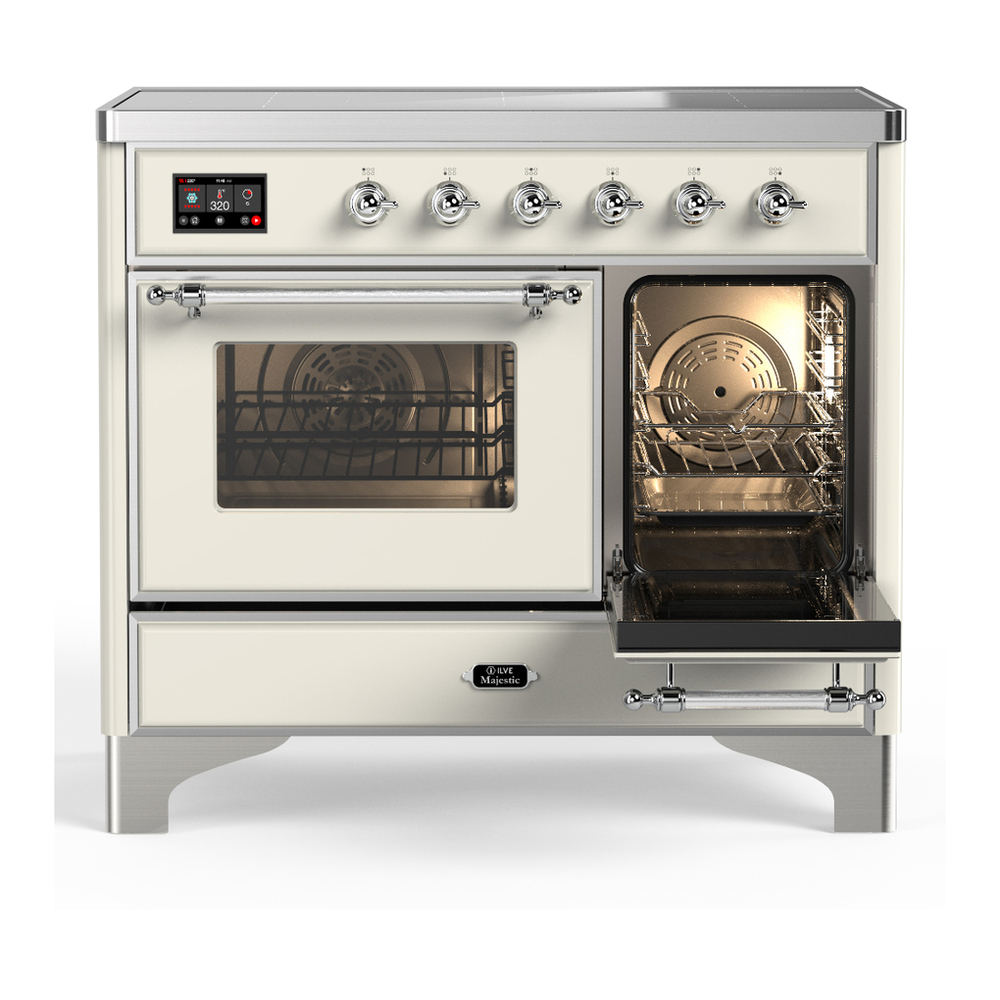ILVE UMDIB40NR3AWC Majestic III 40 inch Induction Range with 6 Elements, 3.82 cu. ft. Total Oven Capacity (Triple Glass Door, Antique White, Chrome) 4 ILVE-UMDIB40NR3AWC-Secondary Oven Open View