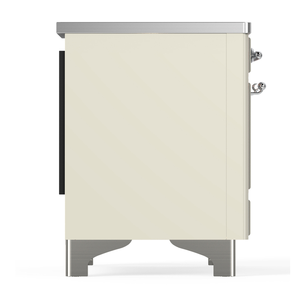 ILVE UMDIB40NR3AWC Majestic III 40 inch Induction Range with 6 Elements, 3.82 cu. ft. Total Oven Capacity (Triple Glass Door, Antique White, Chrome) 8 ILVE-UMDIB40NR3AWC-Right Side View