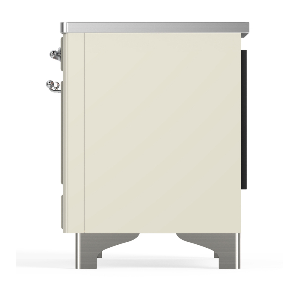 ILVE UMDIB40NR3AWC Majestic III 40 inch Induction Range with 6 Elements, 3.82 cu. ft. Total Oven Capacity (Triple Glass Door, Antique White, Chrome) 9 ILVE-UMDIB40NR3AWC-Left Side View