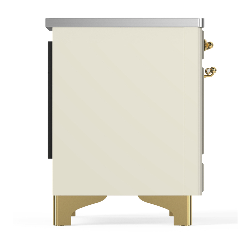ILVE UMDIB40NR3AWG Majestic III 40 inch Induction Range with 6 Elements, 3.82 cu. ft. Total Oven Capacity (Triple Glass Door, Antique White, Brass) 8 ILVE-UMDIB40NR3AWG-Right Side View