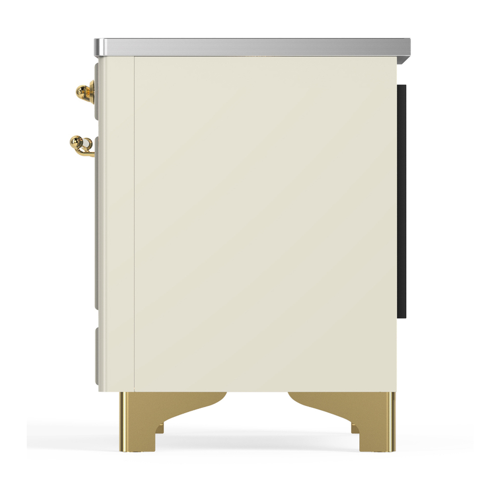 ILVE UMDIB40NR3AWG Majestic III 40 inch Induction Range with 6 Elements, 3.82 cu. ft. Total Oven Capacity (Triple Glass Door, Antique White, Brass) 9 ILVE-UMDIB40NR3AWG-Left Side View