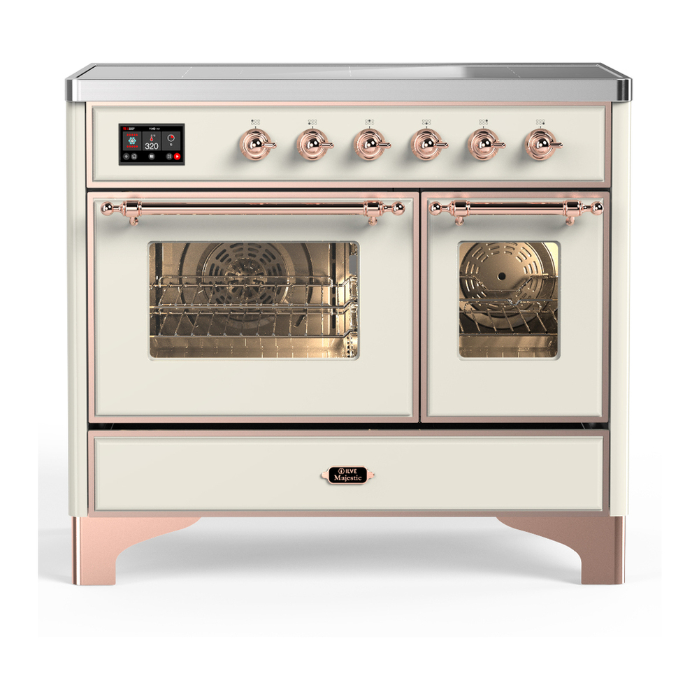 ILVE UMDIB40NR3AWP Majestic III 40 inch Induction Range with 6 Elements, 3.82 cu. ft. Total Oven Capacity (Triple Glass Door, Antique White, Copper) 1 UMDIB40NR3AWP