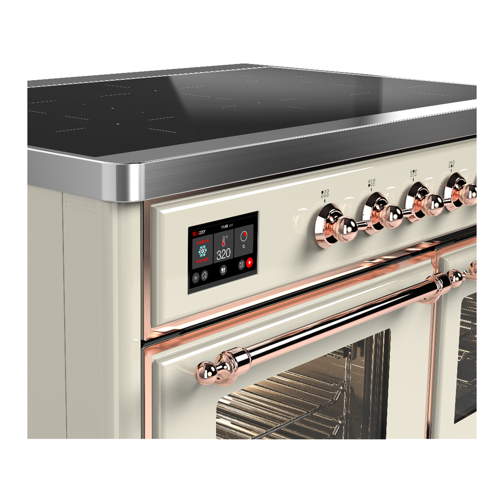 ILVE UMDIB40NR3AWP Majestic III 40 inch Induction Range with 6 Elements, 3.82 cu. ft. Total Oven Capacity (Triple Glass Door, Antique White, Copper) 7 ILVE-UMDIB40NR3AWP-Control Knobs View