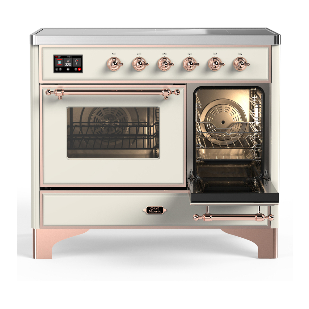 ILVE UMDIB40NR3AWP Majestic III 40 inch Induction Range with 6 Elements, 3.82 cu. ft. Total Oven Capacity (Triple Glass Door, Antique White, Copper) 4 ILVE-UMDIB40NR3AWP-Secondary Oven Open View
