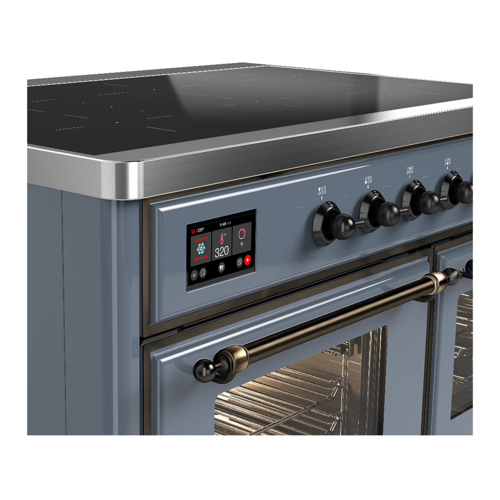 ILVE UMDIB40NR3BGB Majestic III 40 inch Induction Range with 6 Elements, 3.82 cu. ft. Total Oven Capacity (Triple Glass Door, Blue Grey, Burnished) 7 ILVE-UMDIB40NR3BGB-Control Knobs View