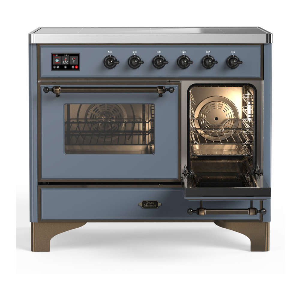 ILVE UMDIB40NR3BGB Majestic III 40 inch Induction Range with 6 Elements, 3.82 cu. ft. Total Oven Capacity (Triple Glass Door, Blue Grey, Burnished) 4 ILVE-UMDIB40NR3BGB-Secondary Oven Open View