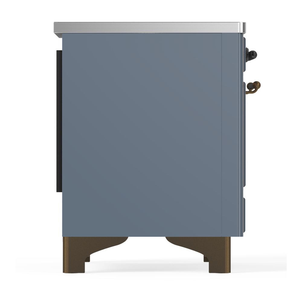 ILVE UMDIB40NR3BGB Majestic III 40 inch Induction Range with 6 Elements, 3.82 cu. ft. Total Oven Capacity (Triple Glass Door, Blue Grey, Burnished) 8 ILVE-UMDIB40NR3BGB-Right Side View