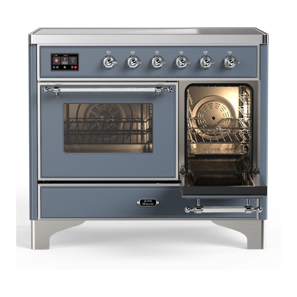 ILVE UMDIB40NR3BGC Majestic III 40 inch Induction Range with 6 Elements, 3.82 cu. ft. Total Oven Capacity (Triple Glass Door, Blue Grey, Chrome) 4 ILVE-UMDIB40NR3BGC-Secondary Oven Open View