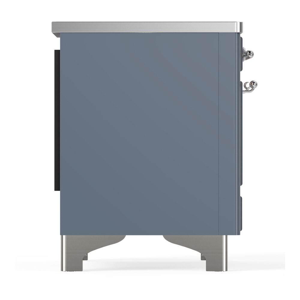 ILVE UMDIB40NR3BGC Majestic III 40 inch Induction Range with 6 Elements, 3.82 cu. ft. Total Oven Capacity (Triple Glass Door, Blue Grey, Chrome) 8 ILVE-UMDIB40NR3BGC-Right Side View