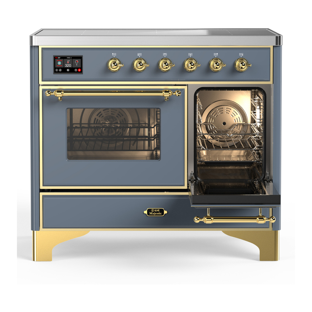 ILVE UMDIB40NR3BGG Majestic III 40 inch Induction Range with 6 Elements, 3.82 cu. ft. Total Oven Capacity (Triple Glass Door, Blue Grey, Brass) 4 ILVE-UMDIB40NR3BGG-Secondary Oven Open View