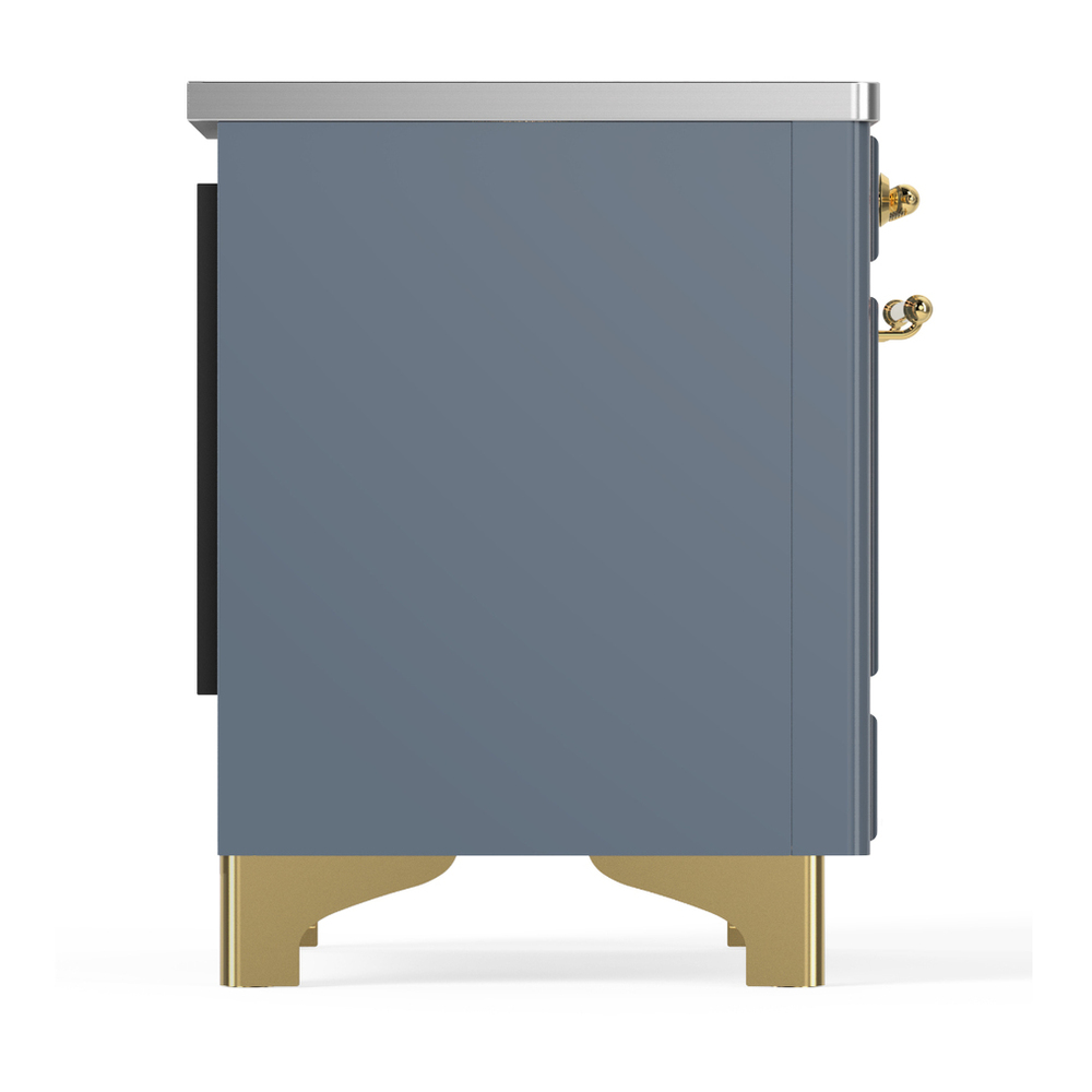 ILVE UMDIB40NR3BGG Majestic III 40 inch Induction Range with 6 Elements, 3.82 cu. ft. Total Oven Capacity (Triple Glass Door, Blue Grey, Brass) 8 ILVE-UMDIB40NR3BGG-Right Side View