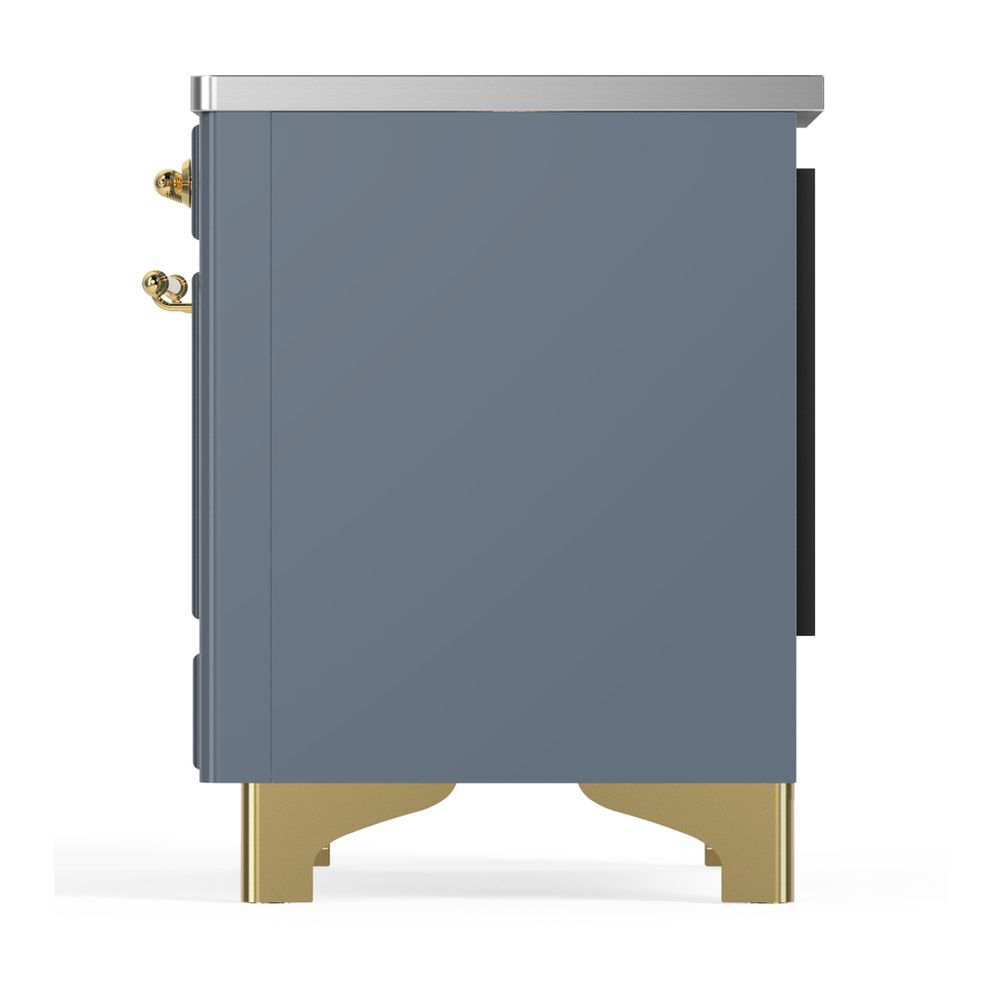 ILVE UMDIB40NR3BGG Majestic III 40 inch Induction Range with 6 Elements, 3.82 cu. ft. Total Oven Capacity (Triple Glass Door, Blue Grey, Brass) 9 ILVE-UMDIB40NR3BGG-Left Side View
