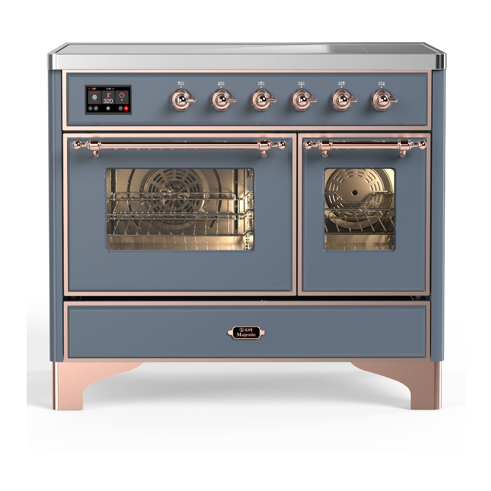 ILVE UMDIB40NR3BGP Majestic III 40 inch Induction Range with 6 Elements, 3.82 cu. ft. Total Oven Capacity (Triple Glass Door, Blue Grey, Copper) 1 UMDIB40NR3BGP