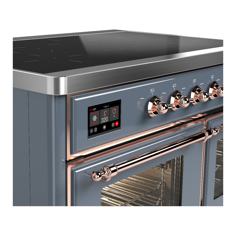 ILVE UMDIB40NR3BGP Majestic III 40 inch Induction Range with 6 Elements, 3.82 cu. ft. Total Oven Capacity (Triple Glass Door, Blue Grey, Copper) 7 ILVE-UMDIB40NR3BGP-Control Knobs View
