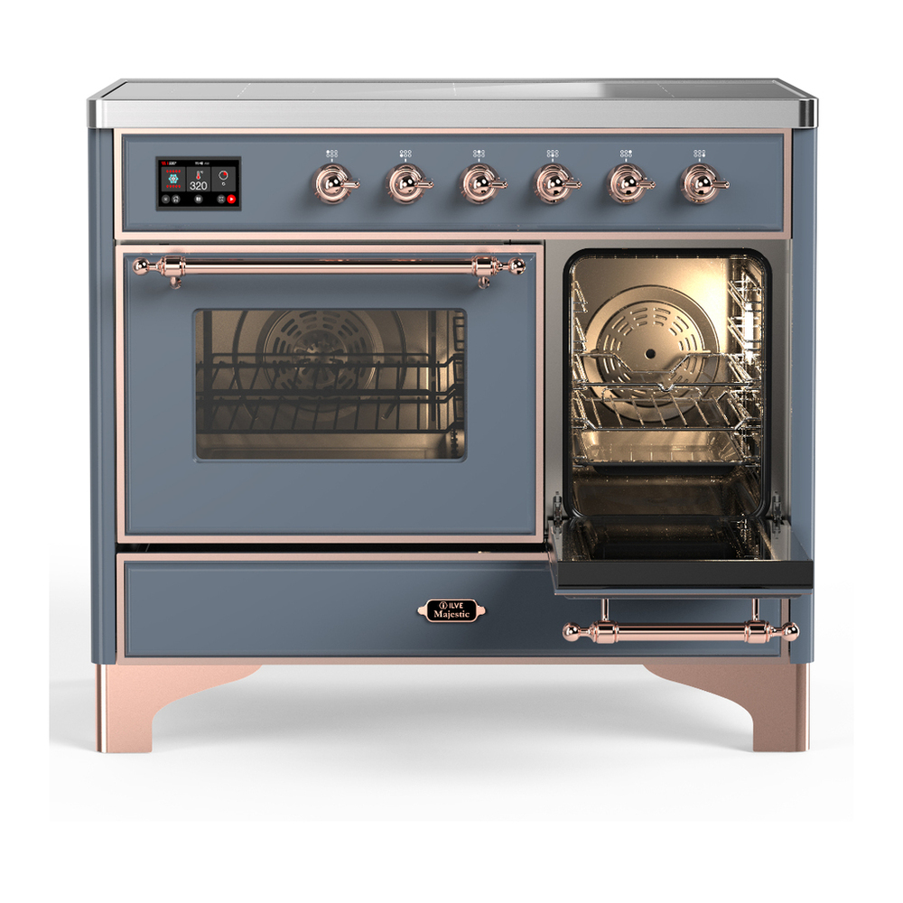 ILVE UMDIB40NR3BGP Majestic III 40 inch Induction Range with 6 Elements, 3.82 cu. ft. Total Oven Capacity (Triple Glass Door, Blue Grey, Copper) 4 ILVE-UMDIB40NR3BGP-Secondary Oven Open View