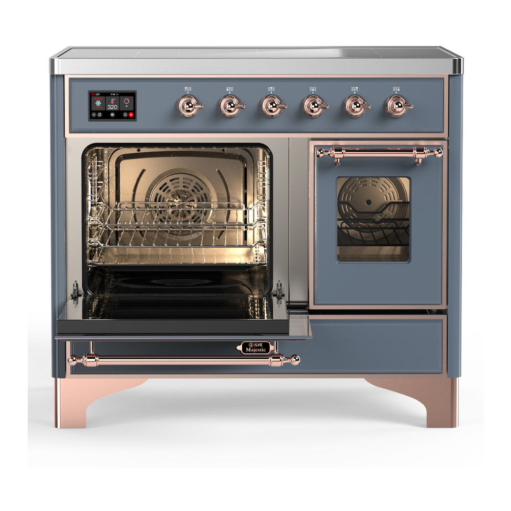 ILVE UMDIB40NR3BGP Majestic III 40 inch Induction Range with 6 Elements, 3.82 cu. ft. Total Oven Capacity (Triple Glass Door, Blue Grey, Copper) 3 ILVE-UMDIB40NR3BGP-Primary Oven Open View
