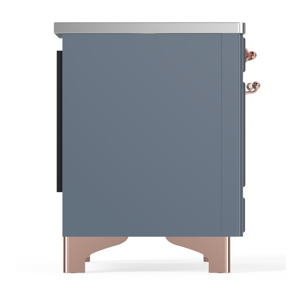 ILVE UMDIB40NR3BGP Majestic III 40 inch Induction Range with 6 Elements, 3.82 cu. ft. Total Oven Capacity (Triple Glass Door, Blue Grey, Copper) 8 ILVE-UMDIB40NR3BGP-Right Side View