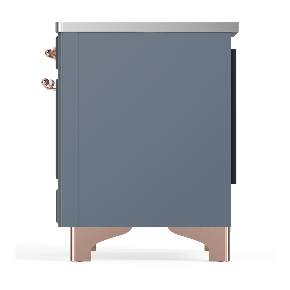 ILVE UMDIB40NR3BGP Majestic III 40 inch Induction Range with 6 Elements, 3.82 cu. ft. Total Oven Capacity (Triple Glass Door, Blue Grey, Copper) 9 ILVE-UMDIB40NR3BGP-Left Side View
