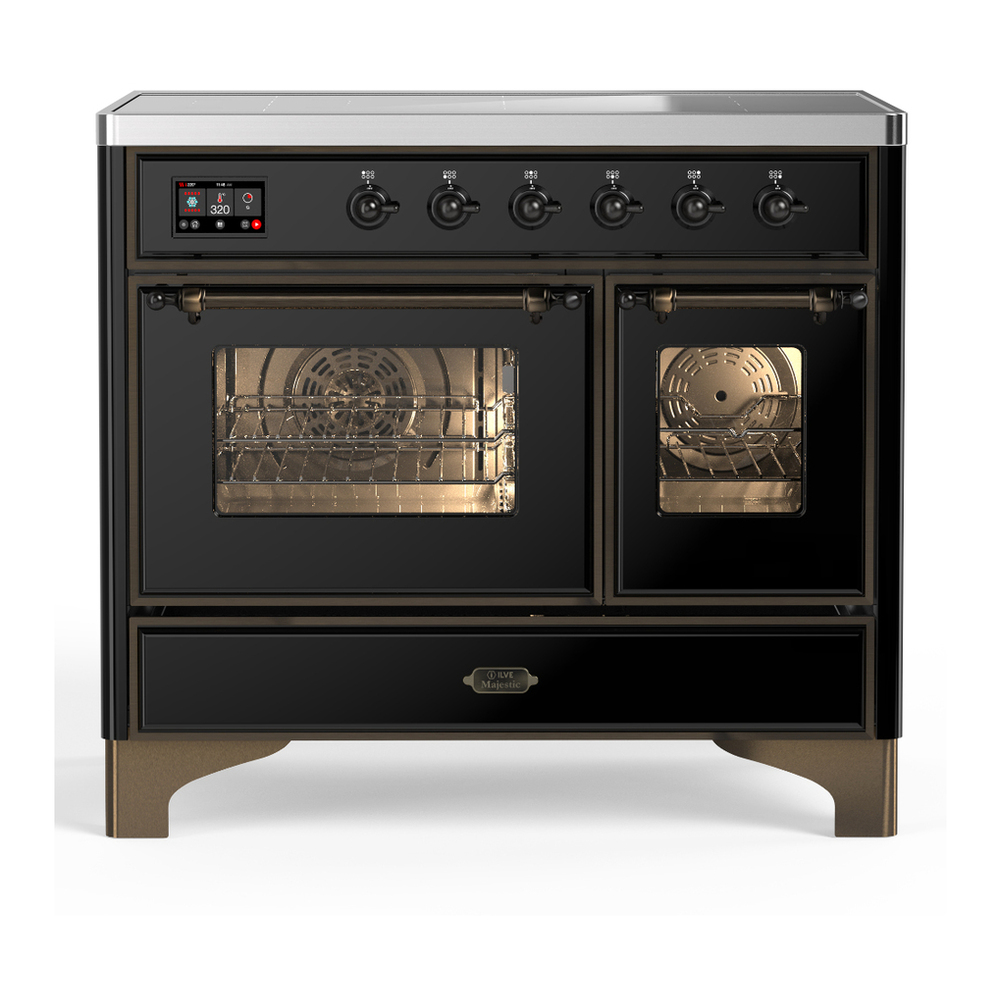 ILVE UMDIB40NR3BKB Majestic III 40 inch Induction Range with 6 Elements, 3.82 cu. ft. Total Oven Capacity (Triple Glass Door, Glossy Black, Burnished) 1 UMDIB40NR3BKB