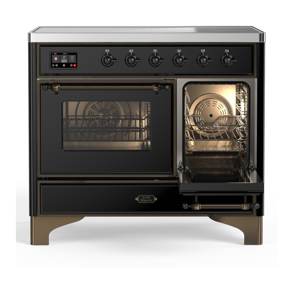 ILVE UMDIB40NR3BKB Majestic III 40 inch Induction Range with 6 Elements, 3.82 cu. ft. Total Oven Capacity (Triple Glass Door, Glossy Black, Burnished) 4 ILVE-UMDIB40NR3BKB-Secondary Oven Open View