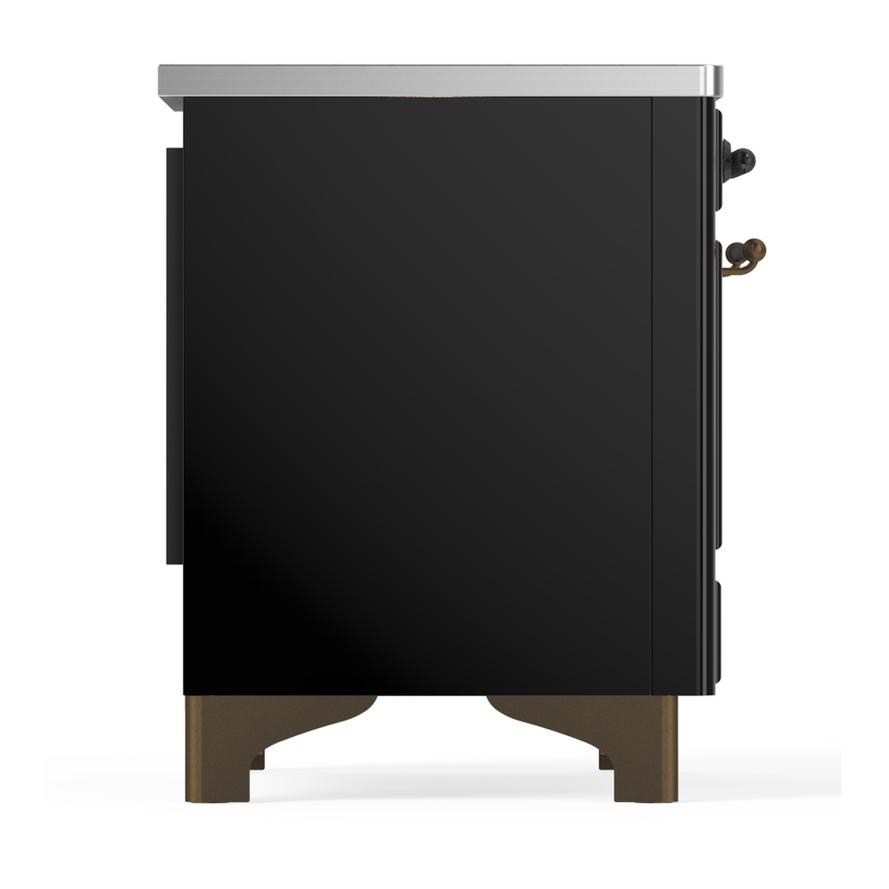 ILVE UMDIB40NR3BKB Majestic III 40 inch Induction Range with 6 Elements, 3.82 cu. ft. Total Oven Capacity (Triple Glass Door, Glossy Black, Burnished) 8 ILVE-UMDIB40NR3BKB-Right Side View