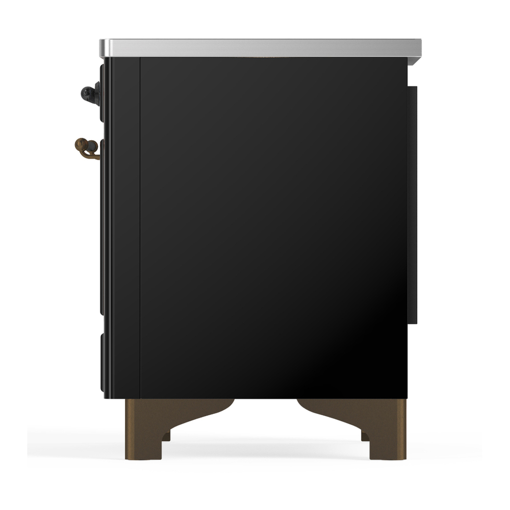 ILVE UMDIB40NR3BKB Majestic III 40 inch Induction Range with 6 Elements, 3.82 cu. ft. Total Oven Capacity (Triple Glass Door, Glossy Black, Burnished) 9 ILVE-UMDIB40NR3BKB-Left Side View