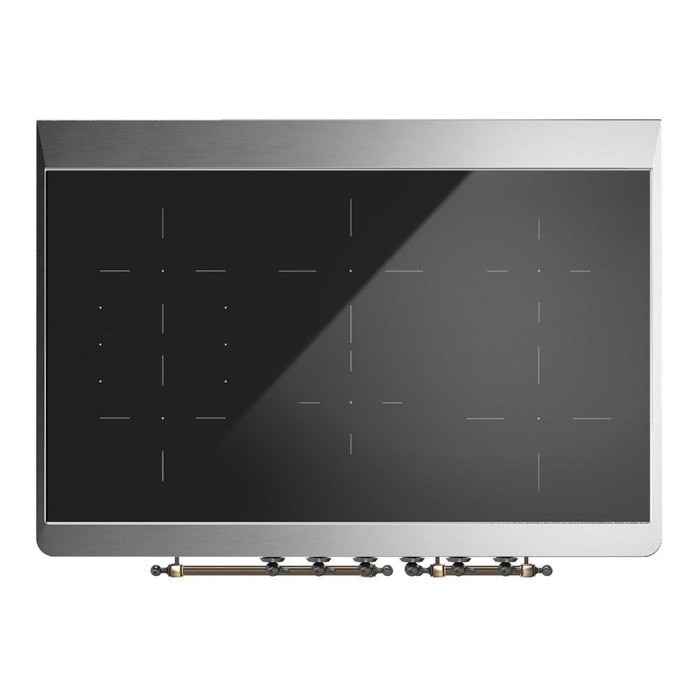 ILVE UMDIB40NR3BKB Majestic III 40 inch Induction Range with 6 Elements, 3.82 cu. ft. Total Oven Capacity (Triple Glass Door, Glossy Black, Burnished) 6 ILVE-UMDIB40NR3BKB-Top View